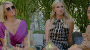 Alice + Olivia Ellis Tweed Minidress worn by Nicky Hilton Rothschild as seen in Paris in Love (S01E06)