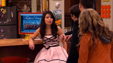 Betsey Johnson Dresden Doll Rose Dress worn by Carly Shay (Miranda Cosgrove) in iCarly TV series wardrobe (S06E13)