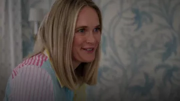 STAUD Martha Mixed Stripe Stretch Cotton Button-up Shirt In Multi worn by Susannah (Rachel Blanchard) as seen in The Summer I Turned Pretty (S01E07)