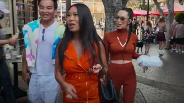 Herve Leger Ribbed Pants worn by Christine Chiu as seen in Bling Empire (S02E03)