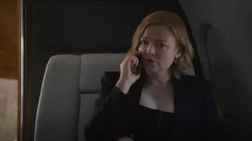 Alexander McQueenContrast-Stitch Sleeveless Crop Top worn by Shiv Roy (Sarah Snook) as seen in Succession (S04E06)