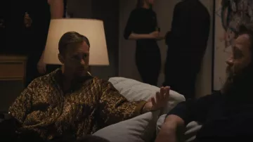 Needles Metallic Velvet Bomber Jacket worn by Lukas Matsson (Alexander Skarsgård) as seen in Succession (S04E07)