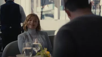 Emporio armani Lapel Blaz­er with Chevron Mi­cro Pattern worn by Shiv Roy (Sarah Snook) as seen in Succession (S04E07)