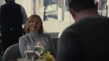 Emporio armani Lapel Blaz­er with Chevron Mi­cro Pattern worn by Shiv Roy (Sarah Snook) as seen in Succession (S04E07)