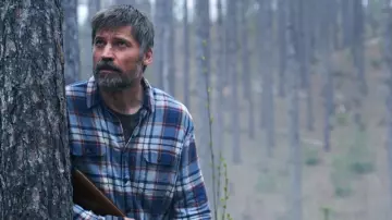 Blue/Orange Plaid Button Down Shirt worn by Rayburn (Nikolaj Coster-Waldau) as seen in The Silencing movie