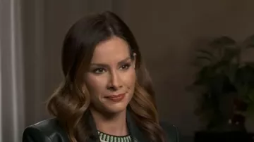 Maje Moxanne Geometric Intarsia Sweater worn by Rebecca Jarvis as seen in Good Morning America on May 8, 2023