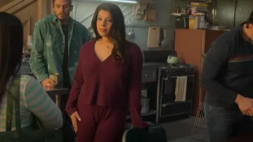Beyond Yoga Free Style Waffle Knit Pullover worn by Jazmin Martinez (Hailie Sahar) as seen in Good Trouble (S05E08)