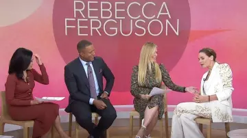 Gabriela Hearst Leiva Single-Breasted Linen Blazer worn by Rebecca Ferguson as seen in Today on May 9, 2023