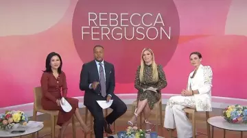 Gabriela Hearst Rhein Embroidered Pants worn by Rebecca Ferguson as seen in Today on May 9, 2023