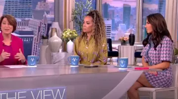 Sandro Amadora Denim Trim Houndstooth Tweed Mini Dress worn by Alyssa Farah as seen in The View on May 9, 2023