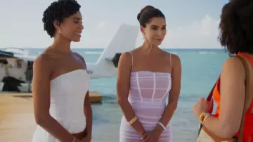 Strut & Bolt Celia Strapless Embroidered Maxi Dress worn by Ruby Akuda (Kiara Barnes) as seen in Fantasy Island (S02E13)