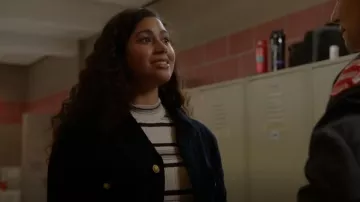 Theory Stripe Rib Pullover worn by Kylie Estevez (Katelynn Shennett) as seen in Chicago Fire (S11E20)