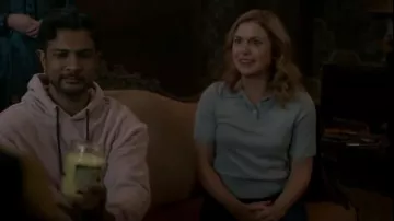 Club Monaco Scalloped Cotton-Linen Polo worn by Samantha (Rose McIver) as seen in Ghosts (S02E22)