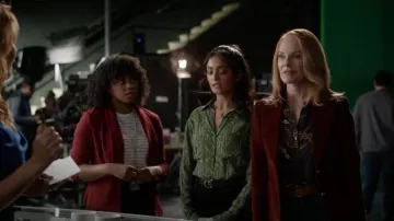 L'Agence Nina Printed Silk Blouse worn by Catherine Willows (Marg Helgenberger) as seen in CSI: Vegas (S02E20)