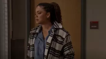 Noisy May Brushed Over­sized Shack­et worn by Victoria Hughes (Barrett Doss) as seen in Station 19 (S06E16)