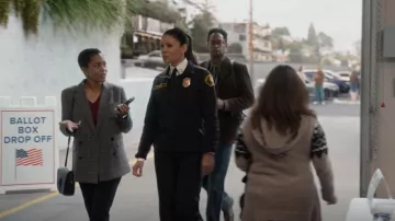 Theory Piazza Double Breasted Stretch Wool Blazer worn by Ifeya Miller (Barbara Eve Harris) as seen in Station 19 (S06E17)