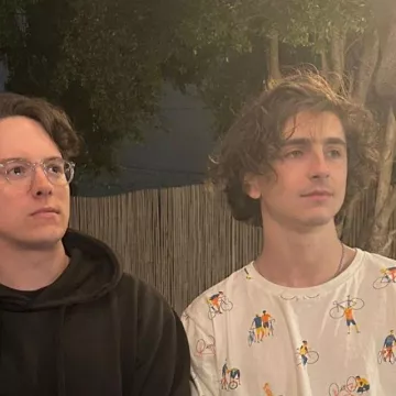 The white Dedicated t-shirt. printed with bikes worn by Timothée Chalamet on one of his stories