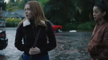 Maje Bloppane Plaid Wool Blend Bomber Jacket worn by Nancy Drew (Kennedy McMann) as seen in Nancy Drew (S03E10)