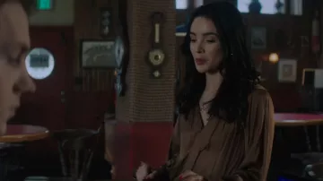 Frame Satin Wrap Top worn by Bess Marvin (Maddison Jaizani) as seen in Nancy Drew (S03E11)