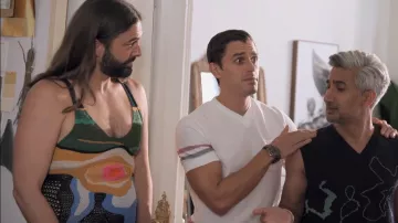 Gabriela Hearst Vestido Tamra multicolor usado por Jonathan Van Ness como se ve en Queer Eye (S07E03)