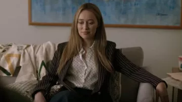 Maje Velda Pinstriped Double Breasted Woven Blazer worn by Emily Thomas (Alycia Debnam Carey) as seen in Saint X (S01E02)