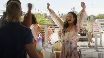 Patbo Iris Flo­ral Cro­chet Robe worn by Danielle Olivera as seen in Summer House (S07E14)