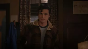 Vintage VTG 1950s 50s Westerner Brown Plaid Lined Coat worn by Reggie Mantle (Charles Melton) as seen in Riverdale (S07E08)