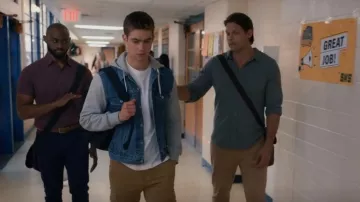 Levis Hybrid Trucker Hoodie In Blue worn by Tyler 'Ty' Townsend (Carson Rowland) as seen in Sweet Magnolias (S02E02)