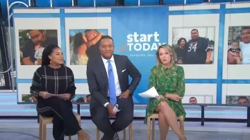 Eliza J Floral Ruffle Balloon Long Sleeve Dress worn by Dylan Dreyer as seen in Today on May 18, 2023