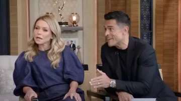 Chloe Balloon Sleeve Belted Linen Drill Dress usado por Kelly Ripa como se ve en LIVE con Kelly y Mark el 18 de mayo de 2023