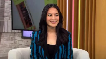 Alice + Olivia Breann Stripe Blazer worn by Fiona Co Chan as seen in CBS Mornings on May 18, 2023