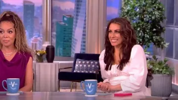 Proenza Schouler White Label Smocked Ruffle Poplin Top worn by Alyssa Farah as seen in The View on May 22, 2023