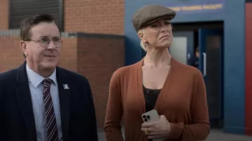 Acne Studios Gold Axelia Ring worn by Rebecca Welton (Hannah Waddingham) as seen in Ted Lasso (S03E11)