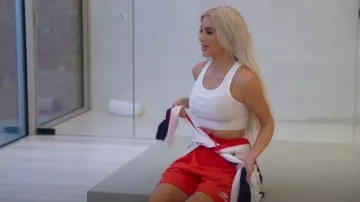 Balenciaga Logo-Print Slip-On Swim Shorts worn by Kim Kardashian as seen in The Kardashians (S03E01)