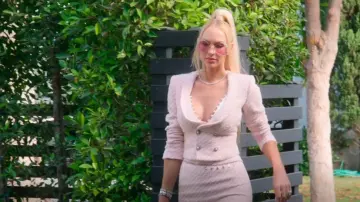 Alessandra Rich Striped Tweed Miniskirt worn by Christine Quinn as seen in Selling Sunset (S04E09)