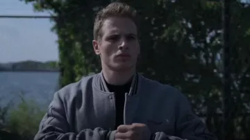 Off-White Di­ag-Stripe Bomber Jack­et worn by Brayden Weston (Gianni Paolo) as seen in Power Book II: Ghost (S03E09)