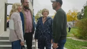 Anthropologie Chenille Tapestry Parka Jacket worn by Erin Napier as seen in Home Town Takeover (S02E06)