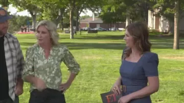 Shoshanna Stretch Denim Candelaria Dress worn by Jenny Marrs as seen in Home Town Takeover (S02E06)