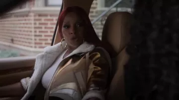 Fendi Leather Jacket worn by Monet (Mary J. Blige) as seen in Power Book II: Ghost (S03E10)
