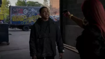 Lanvin x Gallery Dept Paint­ed Wind­break­er Jack­et worn by Tariq St. Patrick (Michael Rainey Jr.) as seen in Power Book II: Ghost (S03E10)