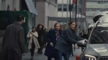 Gérard Darel Solange Dou­ble Breast­ed Coat worn by Rava Roy (Natalie Gold) as seen in Succession (S04E09)