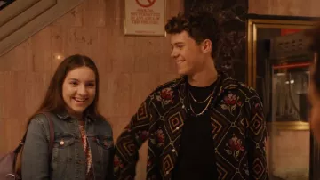 Bode Needlepoint Begonia LS Shirt Black Multi worn by Chase Dubek (Case Walker) as seen in The Other Two (S03E05)