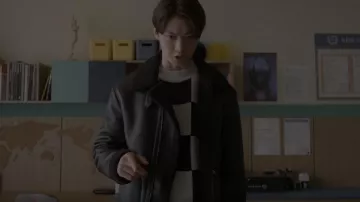 Mango Faux Shearling Lined Biker Jacket worn by Min Ho (Sang Heon Lee) as seen in XO, Kitty (S01E09)
