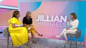 Le Ore Fiori Asymmetric Long Sleeve Top worn by Jillian Michaels as seen in Today on  May 25, 2023