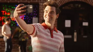Ted Baker Maynard Open-Knit Striped Polo worn by Cary Dubek (Drew Tarver) as seen in The Other Two (S03E06)