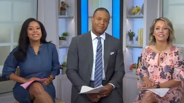 Talbots Denim Shift Dress usado por Sheinelle Jones como se ve en Today el 29 de mayo de 2023