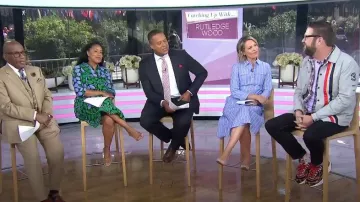 Talbots Poplin Fit & Flare Vestido usado por Dylan Dreyer como se ve en Today el 30 de mayo de 2023