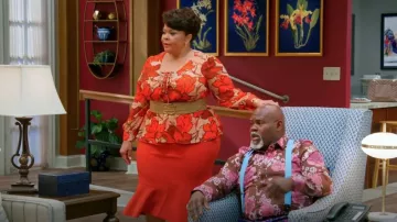 Nina parker Trendy Plus Size Lace-Up Blouse, worn by Cora (Tamela Mann) as seen in Tyler Perry's Assisted Living (S04E10)