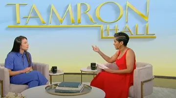 Alexander McQueen Vestido asimétrico Faille Midi usado por Tamron Hall visto en Tamron Hall el 31 de mayo de 2023