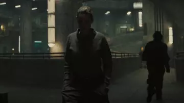 Vintage DSCP Garrison Collection Military Brown 5 Button Sweater worn by Juliette Nichols (Rebecca Ferguson) as seen in Silo (S01E02)